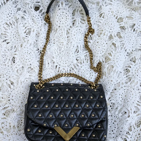 The Kooples Stella Studded Bag Black Leather + Brass Chain - Picture 17 of 17